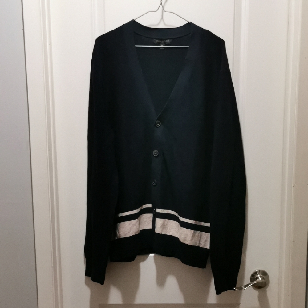 Banana Republic Black‎ Cardigan with Cream Stripes